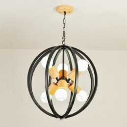 6 Light Iron Retro Vintage -riippuvalaisin rautavarjostimella