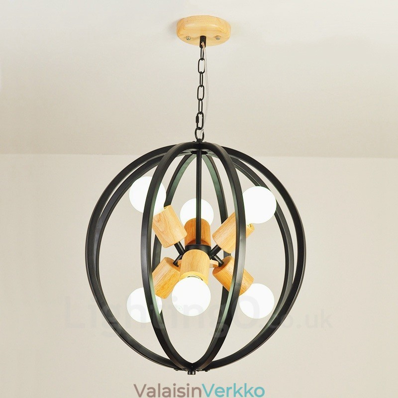 6 Light Iron Retro Vintage -riippuvalaisin rautavarjostimella