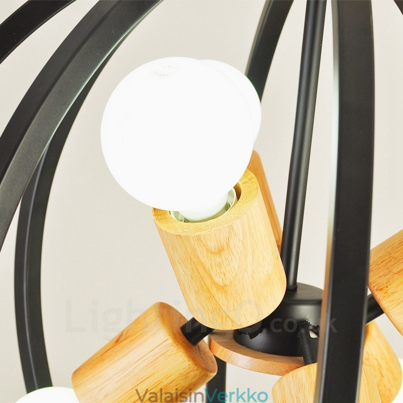 6 Light Iron Retro Vintage -riippuvalaisin rautavarjostimella
