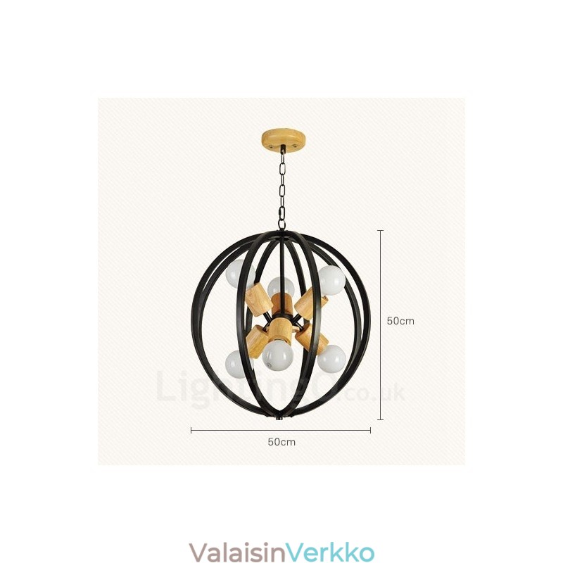 6 Light Iron Retro Vintage -riippuvalaisin rautavarjostimella