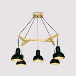 5 Light Wood Moderni nykyaikainen riippuvalaisin rautavarjostimella