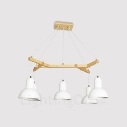 5 Light Wood Moderni nykyaikainen riippuvalaisin rautavarjostimella