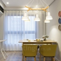 5 Light Wood Moderni nykyaikainen riippuvalaisin rautavarjostimella