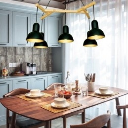 5 Light Wood Moderni nykyaikainen riippuvalaisin rautavarjostimella