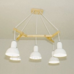5 Light Wood Moderni nykyaikainen riippuvalaisin rautavarjostimella