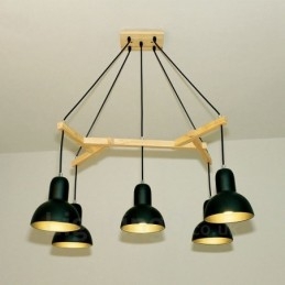 5 Light Wood Moderni nykyaikainen riippuvalaisin rautavarjostimella