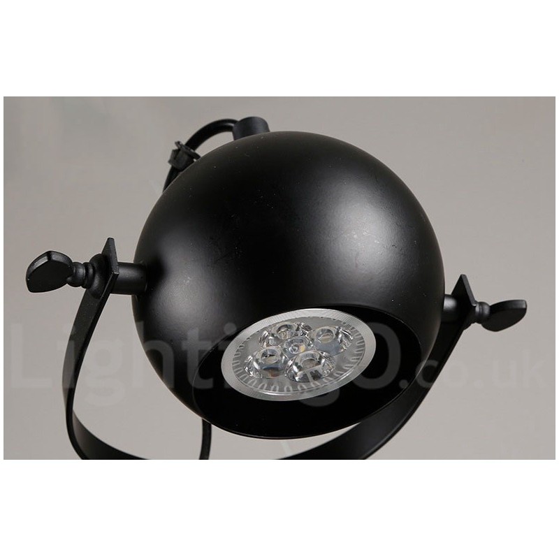 6 Kevyt Retro Vintage -musta Iron-riippuvalaisin mustilla Iron Ball -varjostimilla