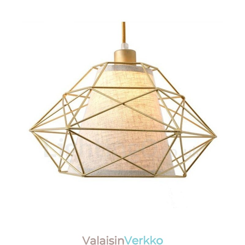 1 Kevyt Retro Vintage -musta rauta-riippuvalaisin kangasvarjostimilla