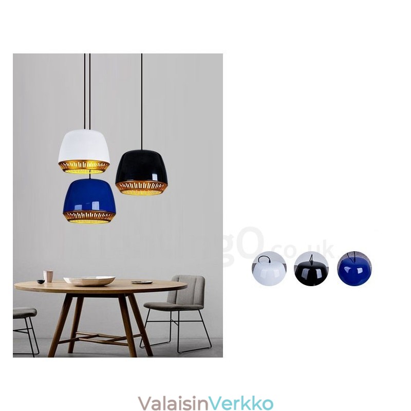 1 kevyt moderni nykyaikainen riippuvalaisin mustavalkoisen punaisen sinisellä sävyllä