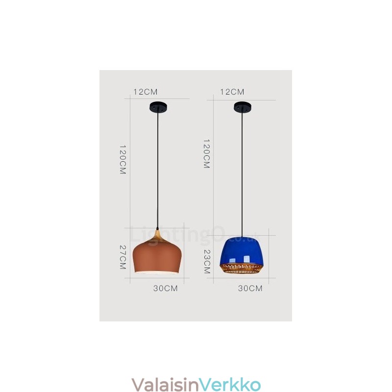 1 kevyt moderni nykyaikainen riippuvalaisin mustavalkoisen punaisen sinisellä sävyllä