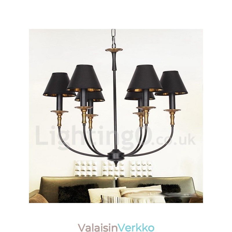 6 Vaalea maalaismainen retro nykyaikainen kynttilätyylinen kattokruunu