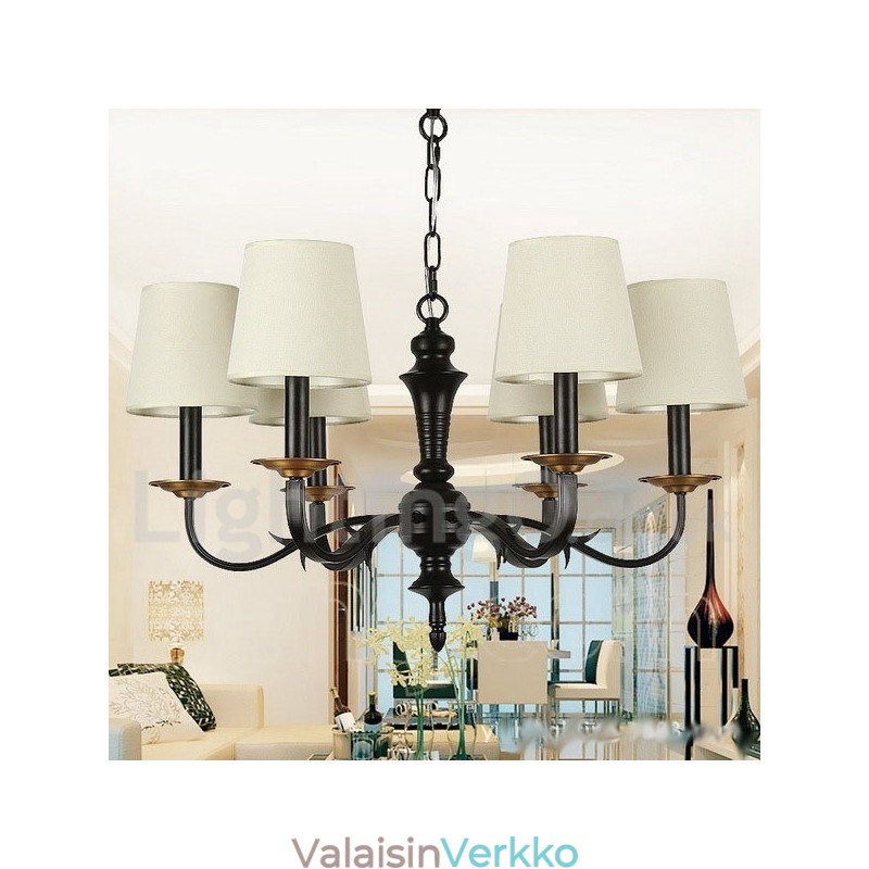 6 Vaalea maalaismainen retro kynttilätyylinen kattokruunu