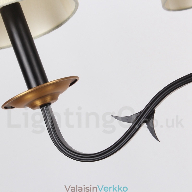 6 Vaalea maalaismainen retro kynttilätyylinen kattokruunu