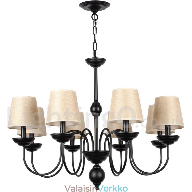 8 Vaalea maalaismainen retro nykyaikainen kynttilätyylinen kattokruunu