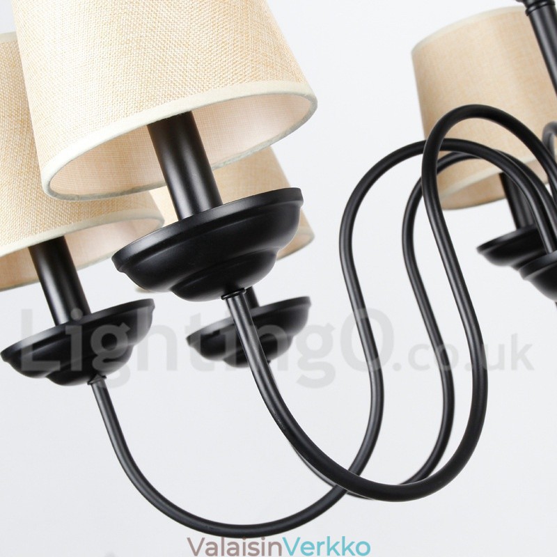 8 Vaalea maalaismainen retro nykyaikainen kynttilätyylinen kattokruunu