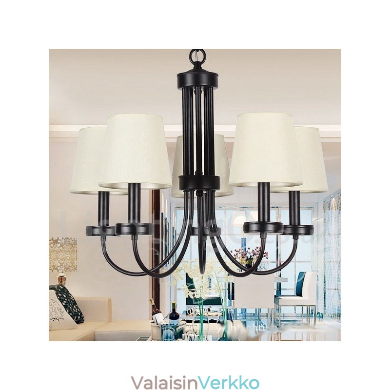 5 Vaalea retro nykyaikainen musta kynttilätyylinen kattokruunu