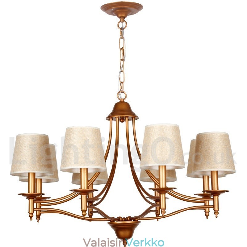 8 Vaalea maalaismainen retro välimerellinen kynttilätyylinen kattokruunu