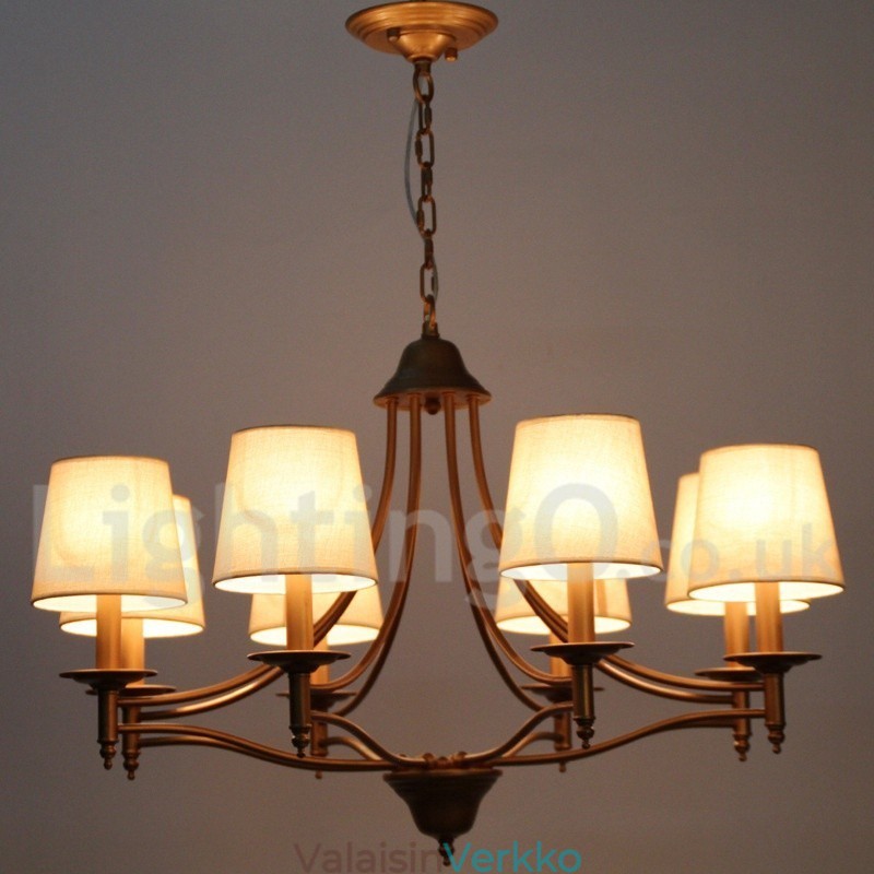 8 Vaalea maalaismainen retro välimerellinen kynttilätyylinen kattokruunu