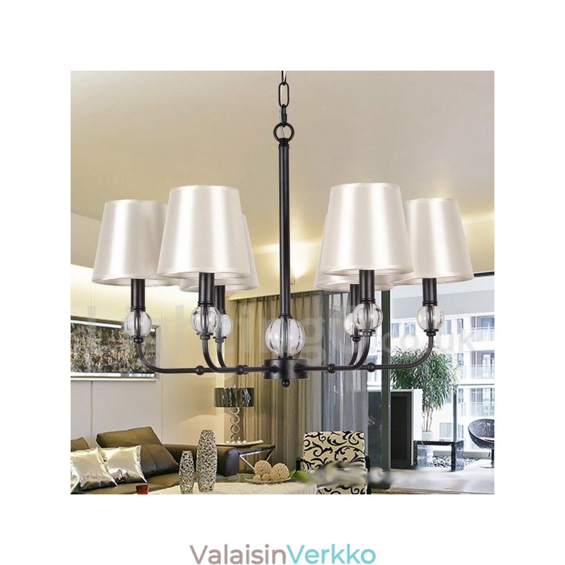 6 Vaalea maalaismainen retro nykyaikainen kynttilätyylinen kattokruunu