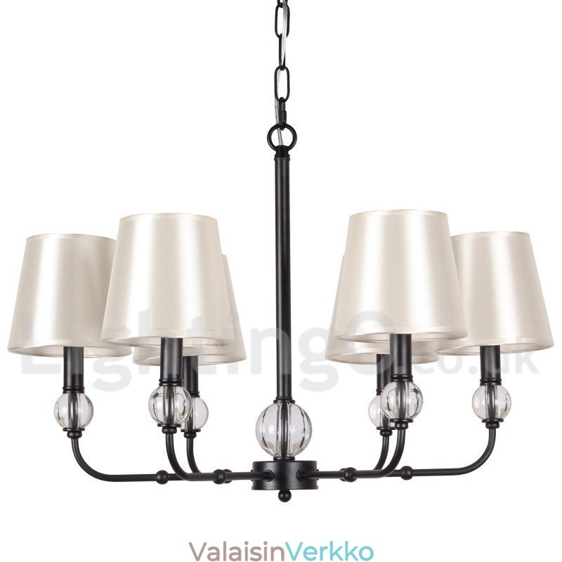 6 Vaalea maalaismainen retro nykyaikainen kynttilätyylinen kattokruunu
