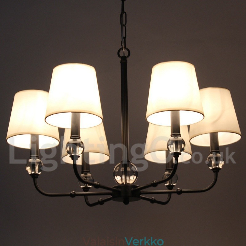 6 Vaalea maalaismainen retro nykyaikainen kynttilätyylinen kattokruunu