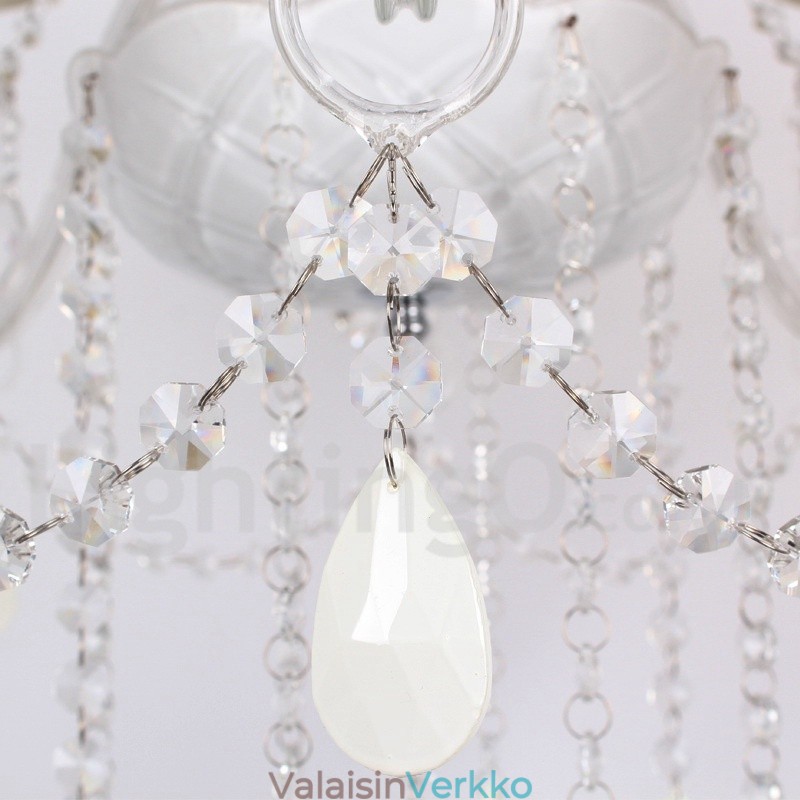 6 vaaleanvalkoinen K9 kristallikynttilätyylinen kattokruunu