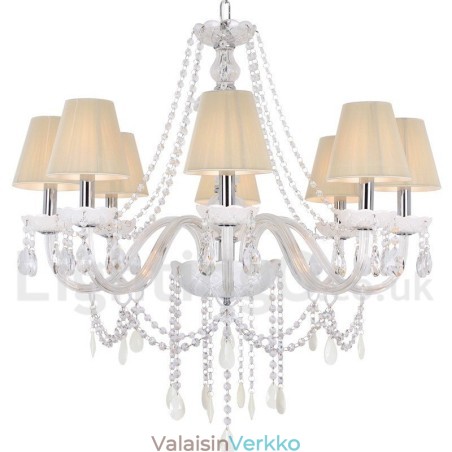 8 Vaalea valkoinen K9 kristallikynttilätyylinen kattokruunu 8 Vaalea valkoinen K9 kristallikynttilätyylinen kattokruunu