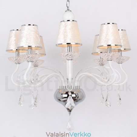 8 Vaaleanvalkoinen nykyaikainen K9 kristallikynttilätyylinen kattokruunu