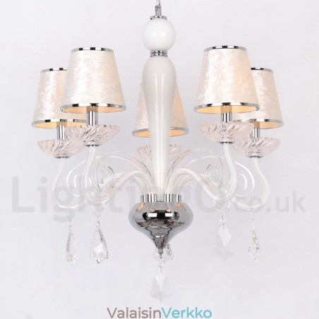 5 vaaleanvalkoinen nykyaikainen K9 kristallikynttilätyylinen kattokruunu