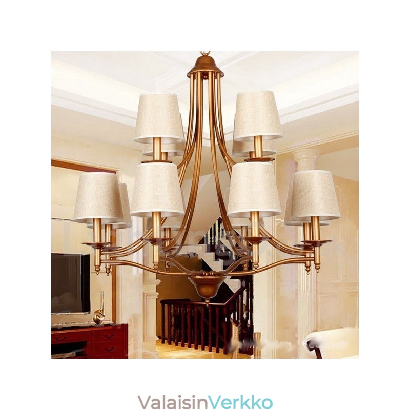 12 Vaalea maalaismainen retro välimerellinen kynttilätyylinen kattokruunu