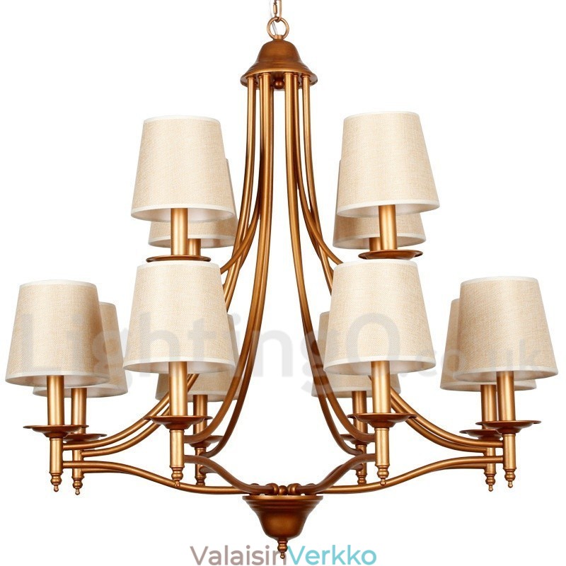 12 Vaalea maalaismainen retro välimerellinen kynttilätyylinen kattokruunu