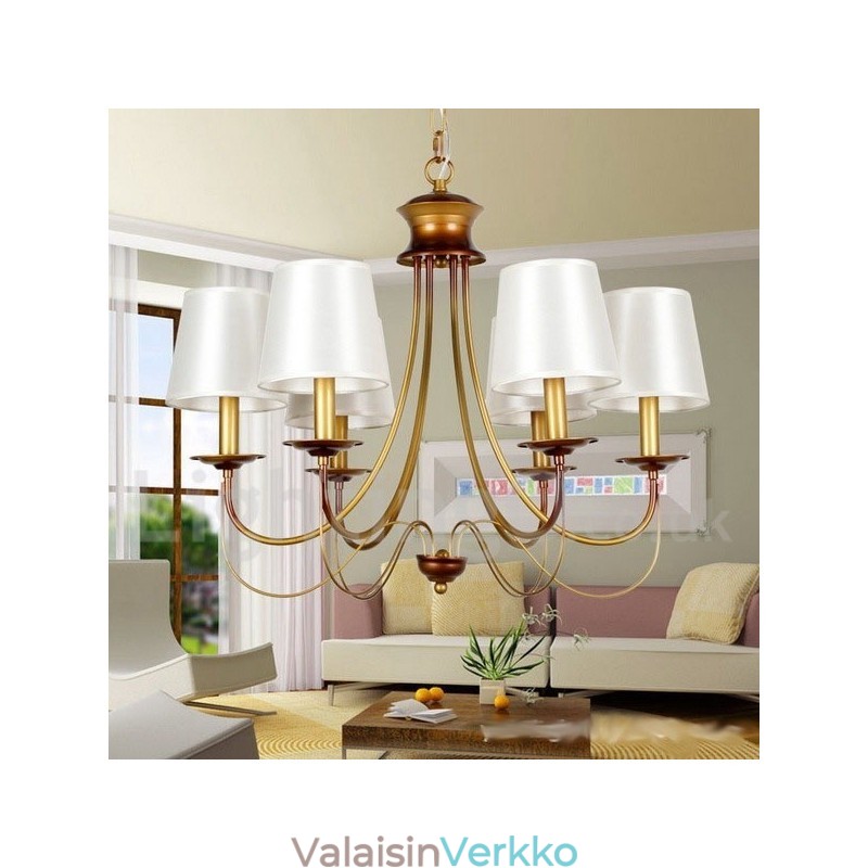 6 Vaalea maalaismainen välimerellinen moderni nykyaikainen kynttilätyylinen kattokruunu