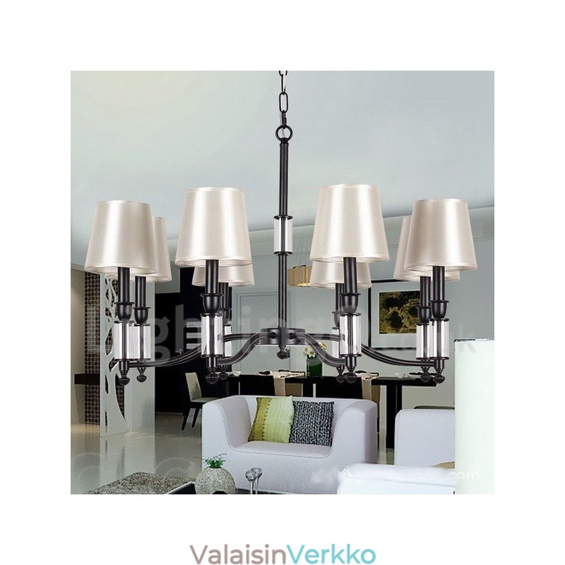 8 Vaaleanmusta Retro nykyaikainen kynttilätyylinen kattokruunu