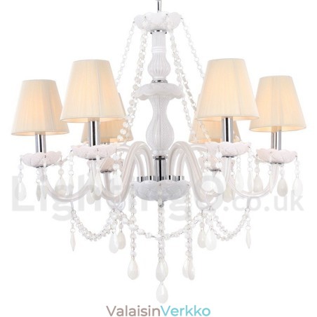 6 vaaleanvalkoinen K9 kristallikynttilätyylinen kattokruunu 6 vaaleanvalkoinen K9 kristallikynttilätyylinen kattokruunu