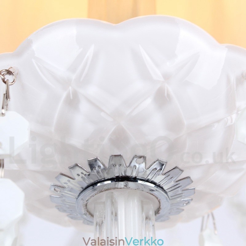 6 vaaleanvalkoinen K9 kristallikynttilätyylinen kattokruunu