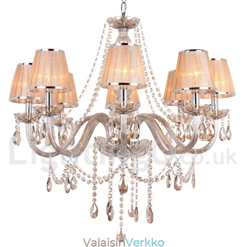 8 Kevyt K9 kristallikynttilätyylinen kattokruunu