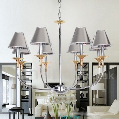 8 Kevyt moderni nykyaikainen kromi kynttilätyylinen kattokruunu