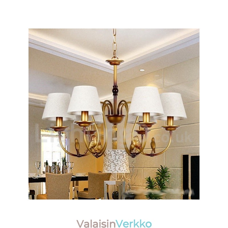 6 Vaalea moderni nykyaikainen maalaismainen retro kynttilätyylinen kattokruunu