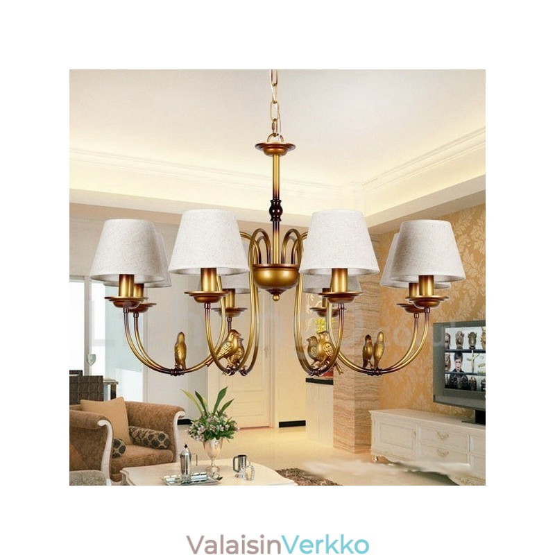 8 Vaalea moderni nykyaikainen maalaismainen retro kynttilätyylinen kattokruunu