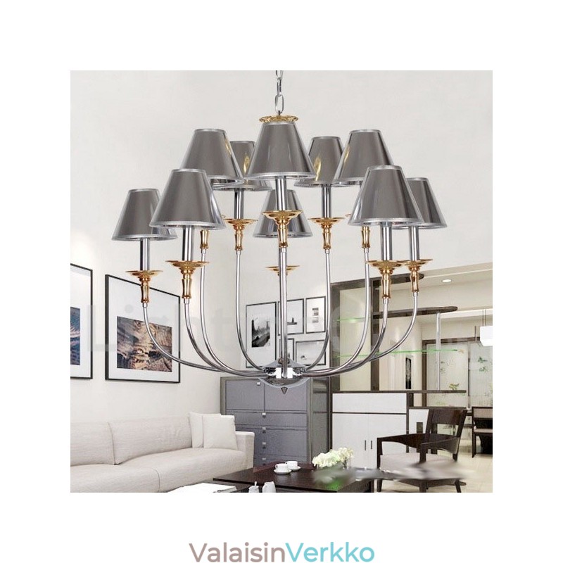 10 Vaalea moderni nykyaikainen kromi kynttilätyylinen kattokruunu