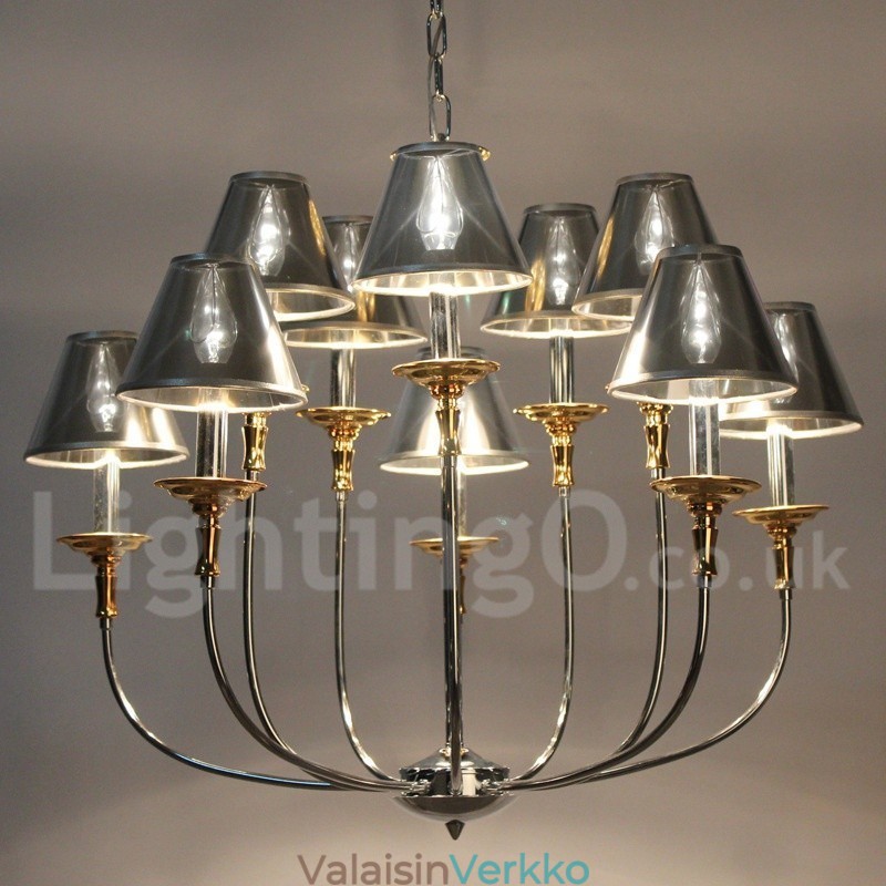 10 Vaalea moderni nykyaikainen kromi kynttilätyylinen kattokruunu