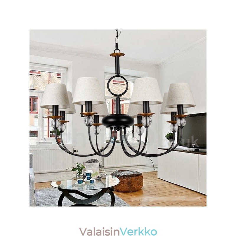 8 vaalea rustiikki retromusta välimerellinen nykyaikainen kynttilätyylinen kattokruunu