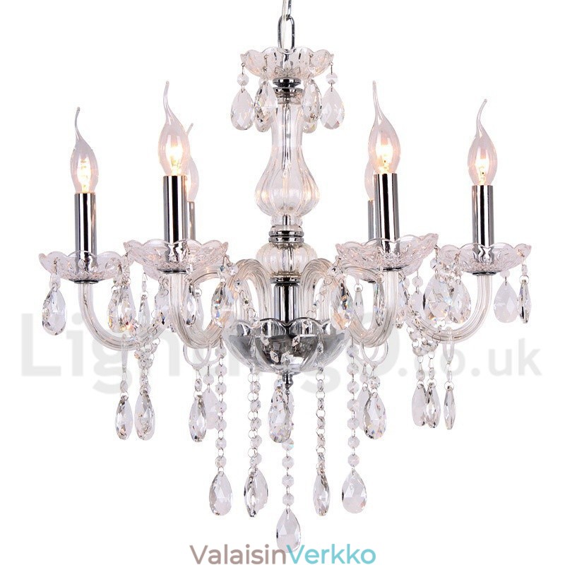 6 Kevyt nykyaikainen K9 kristallikynttilätyylinen kattokruunu