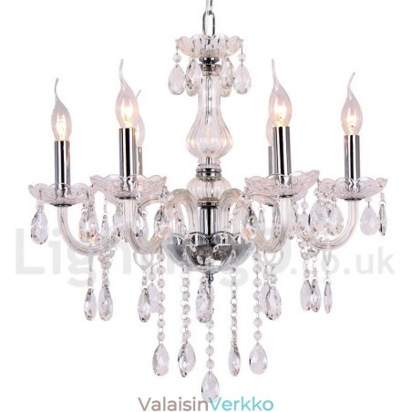 6 Kevyt nykyaikainen K9 kristallikynttilätyylinen kattokruunu