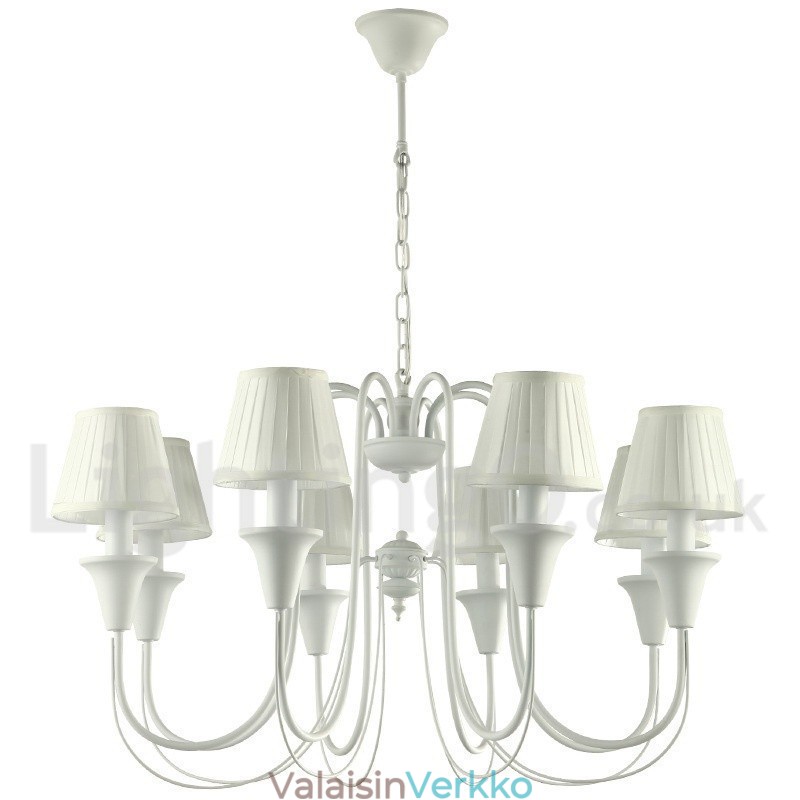 8 Vaalea valkoinen retro kynttilätyylinen kattokruunu