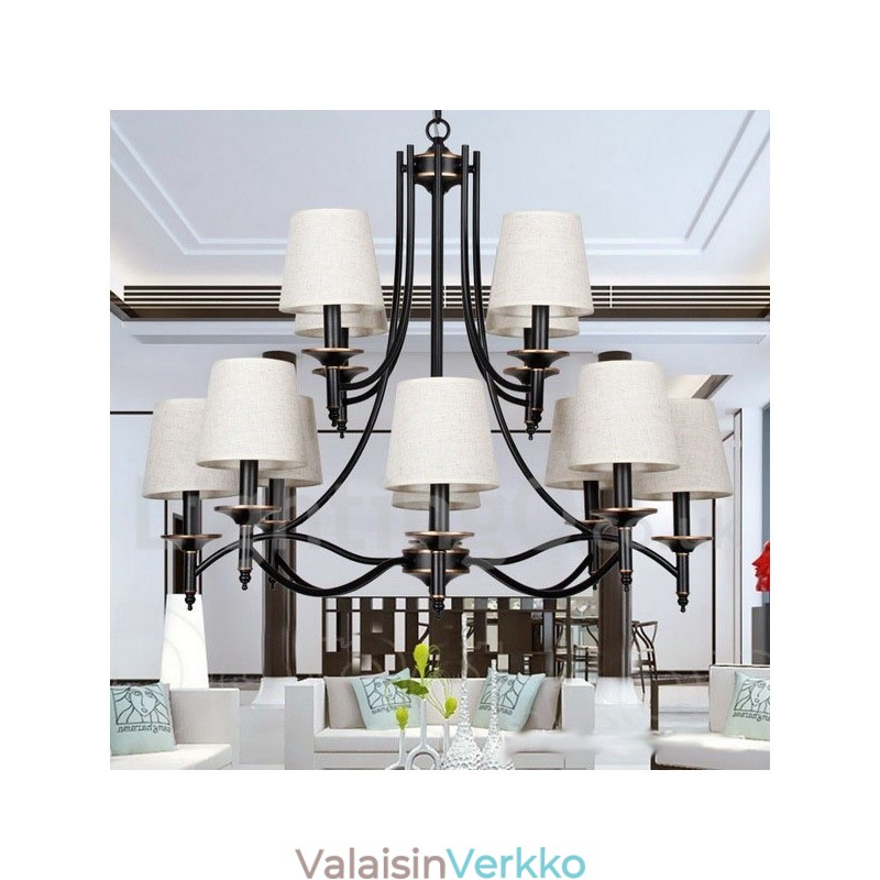 12 Vaalea Retro Rustiikki Musta nykyaikainen kynttilätyylinen kattokruunu