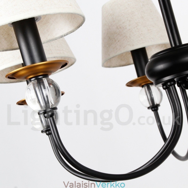 6 vaaleaa maalaismainen retromusta välimerellinen nykyaikainen kynttilätyylinen kattokruunu