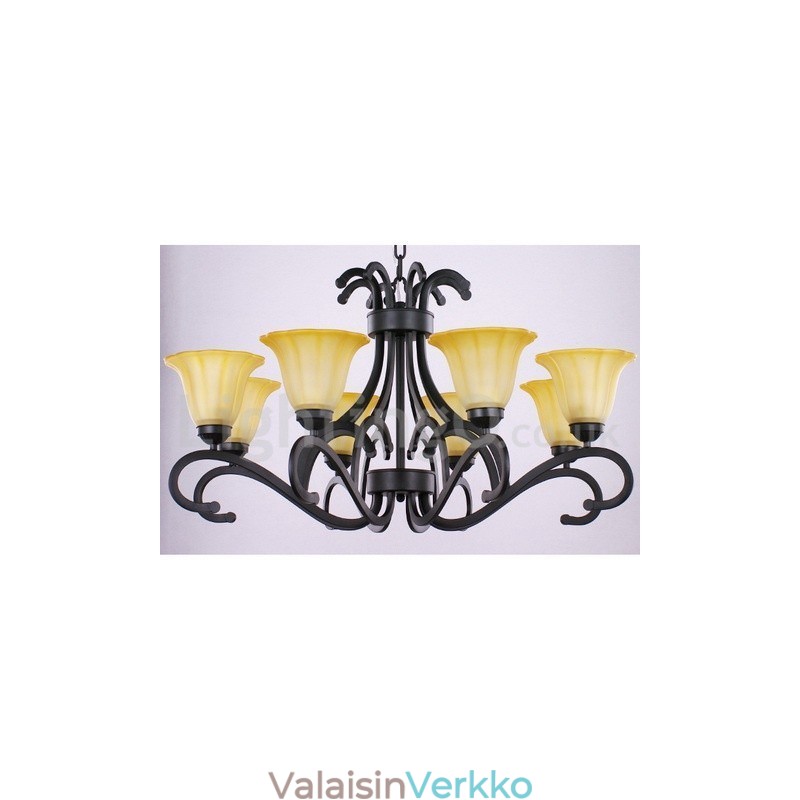 8 Vaaleanmusta nykyaikainen kynttilätyylinen kattokruunu