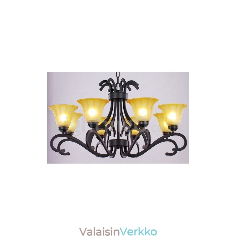 8 Vaaleanmusta nykyaikainen kynttilätyylinen kattokruunu