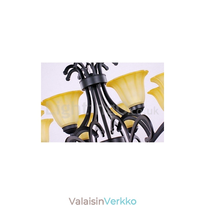 8 Vaaleanmusta nykyaikainen kynttilätyylinen kattokruunu